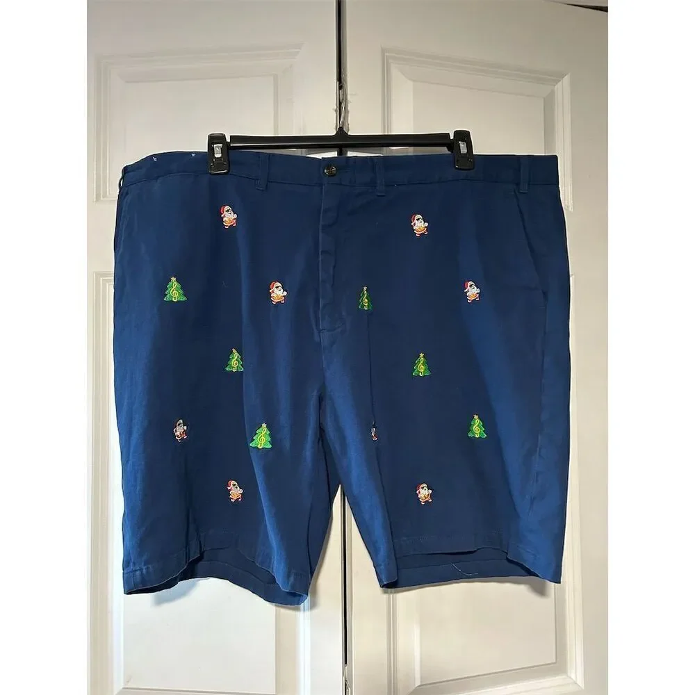 Castaway Nantucket Men's Holiday Embroidered Shorts Blue Size 46
